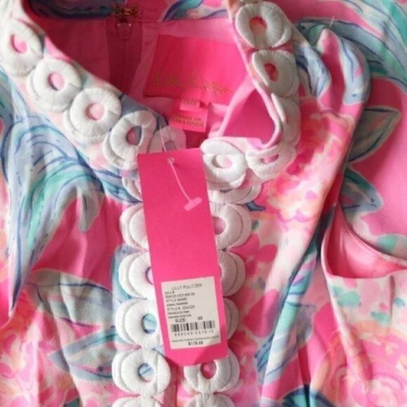 NWT Lilly Pulitzer Jonna Romper Prosecco Pink Blue Tropical Printed Size 00 - Picture 11 of 14